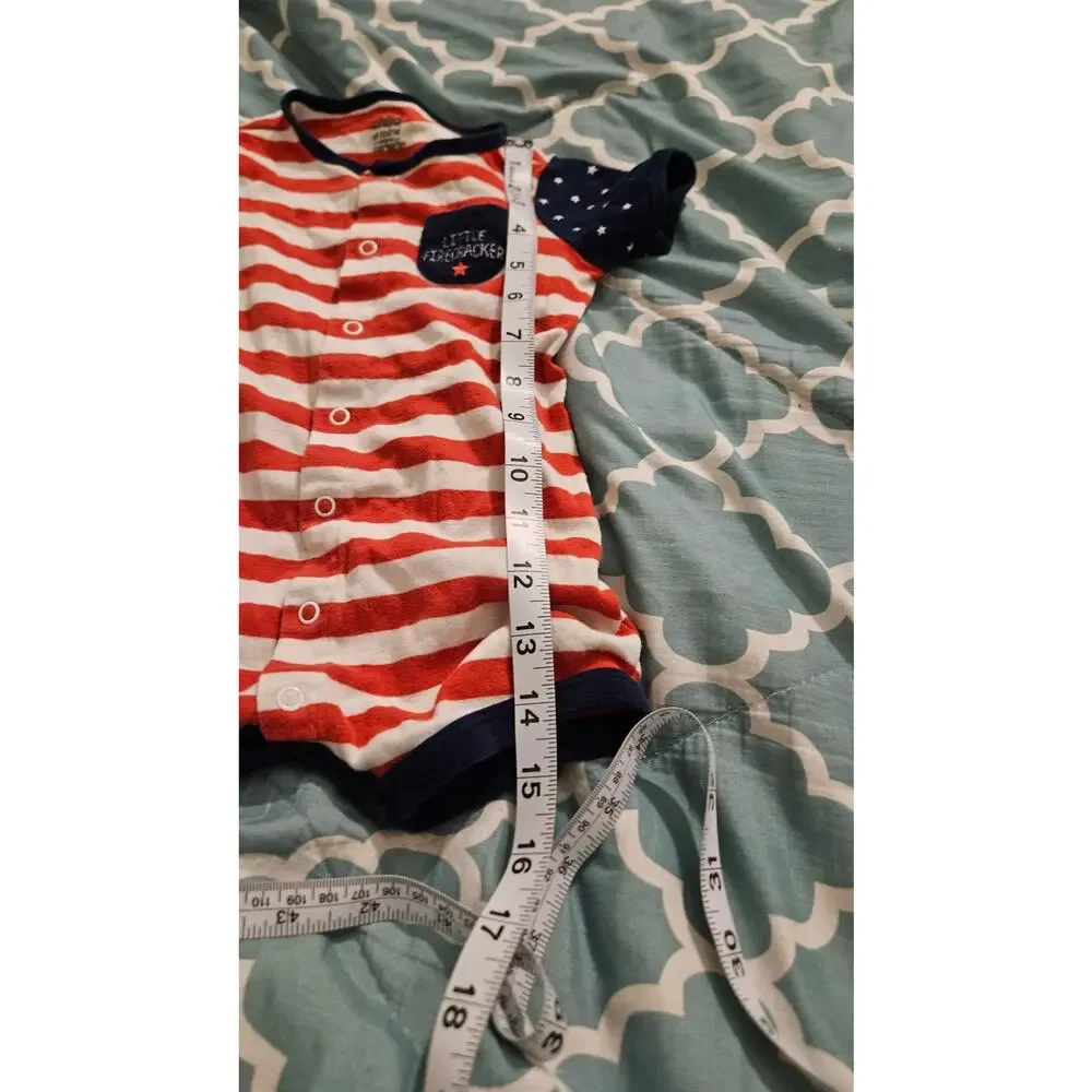Carter’s Little Firecracker Baby Romper 12M Red White Blue Patriotic One Piece